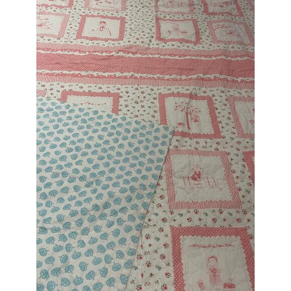Riley Blake The Good Life Quilt, White-Pink, Blanket, Floral Design, Kids Room - Picture 6 of 8